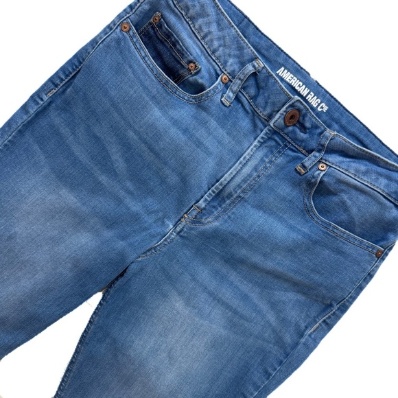 American Rag Cie light/ medium wash semi flared patchwork jean ❤️ - Picture 3 of 7